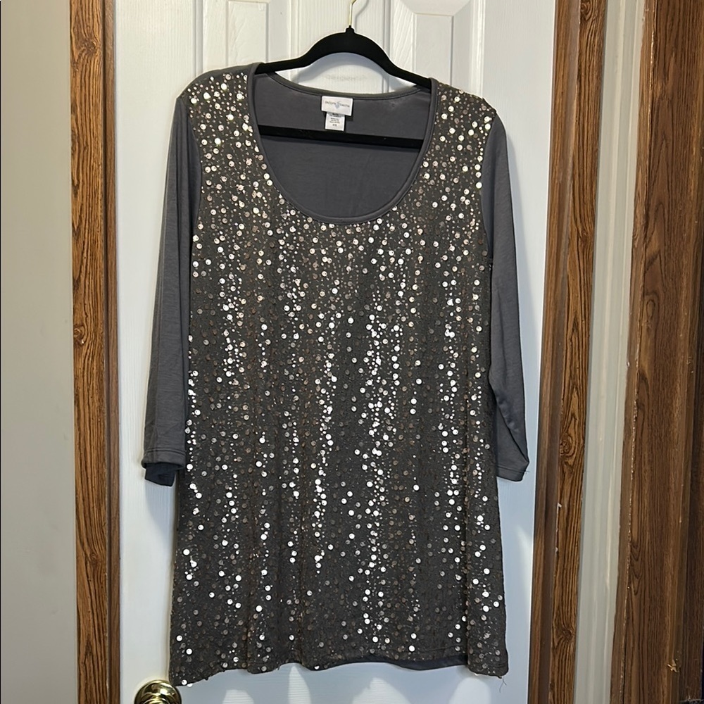 Gray Sequin Women's Top
